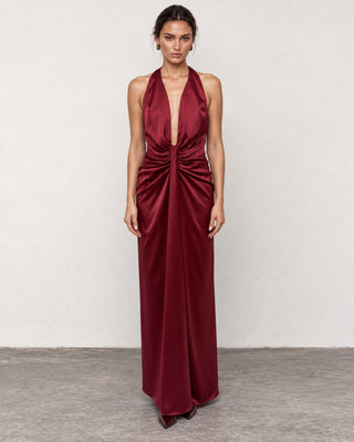 Paloma Burgundy Drapped Maxi Dress