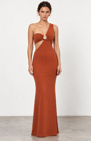 Helia Terracotta Cut-Out Maxi Dress