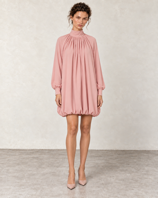 Arven Bubble Pembe Mini Elbise
