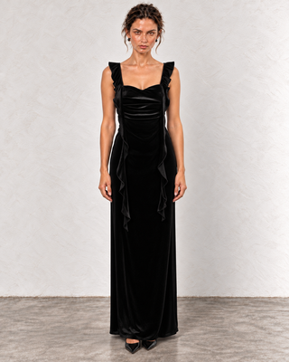 Caroline Maxikleid aus schwarzem Samt