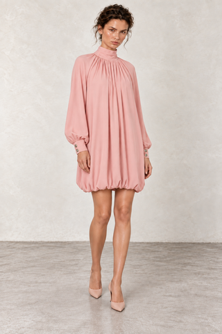Arven Bubble Pembe Mini Elbise