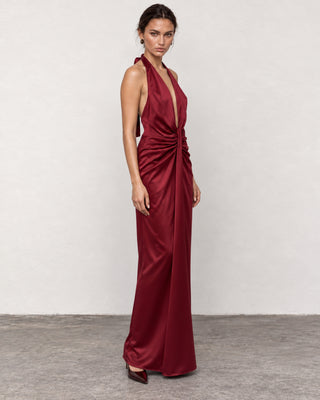 Paloma Burgundy Drapped Maxi Dress