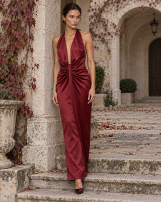 Paloma Burgundy Drapped Maxi Dress