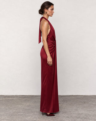 Paloma Burgundy Drapped Maxi Dress