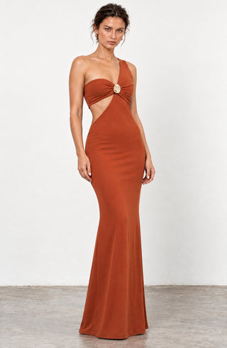 Helia Terracotta Cut-Out Maxi Dress