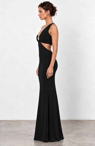 Helia Black Cut-Out Maxi Dress