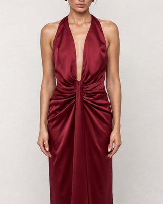 Paloma Burgundy Drapped Maxi Dress