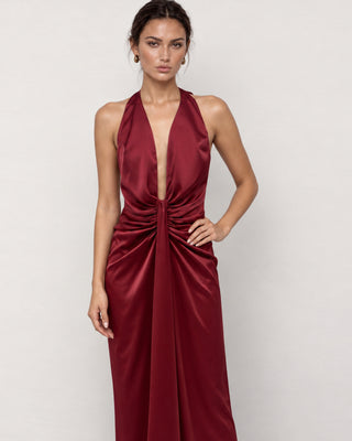 Paloma Burgundy Drapped Maxi Dress