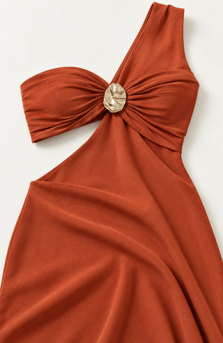Helia Terracotta Cut-Out Maxi Dress