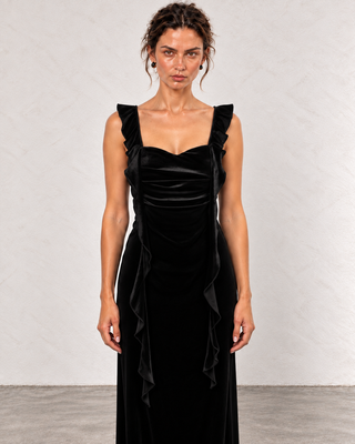 Caroline Maxikleid aus schwarzem Samt