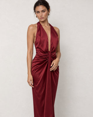Paloma Burgundy Drapped Maxi Dress