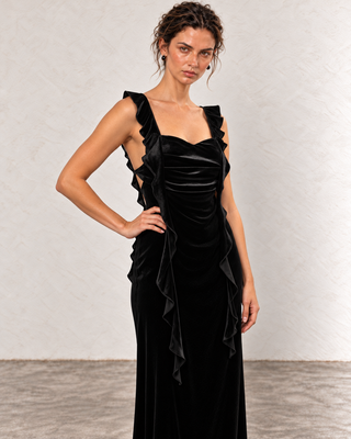 Caroline Maxikleid aus schwarzem Samt