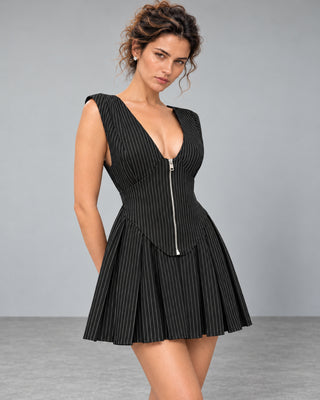 Vivienne Pinstripe  Corset Mini Dress
