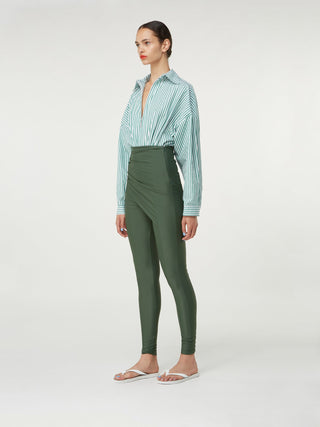 Asymmetric High-Waisted Leggings - Forest Green