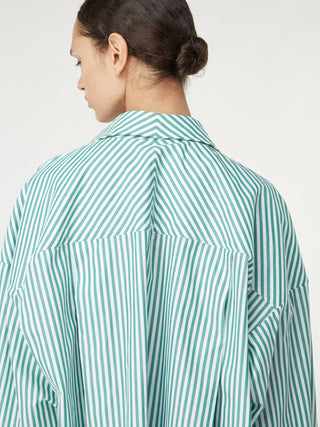 Emerald Striped Oversized Shirt Dress