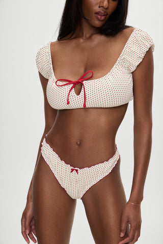 x BELLA HADID Dalton Micro Bikini Bottom - Strawberry Polka Dot
