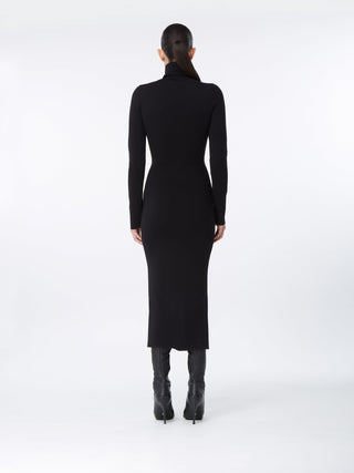 Elegant Black Knit Cutout Midi Dress