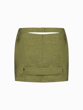 Olive Wrap Crop Top & Mini Skirt Set