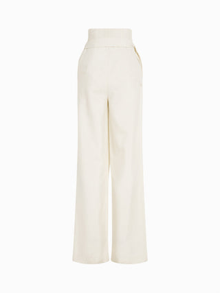 Ivory Wrap High-Waisted Wide-Leg Trousers