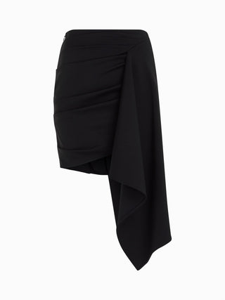 Asymmetric Draped Black Skirt