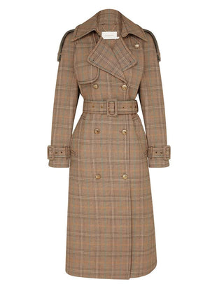 Heritage Plaid Double-Breasted Trench Coat