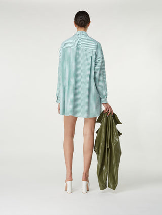 Emerald Striped Oversized Shirt Dress