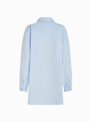 Sky Blue Oversized Zip-Up Shirt