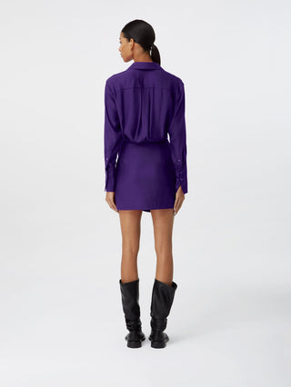 Elegant Purple Draped Mini Dress