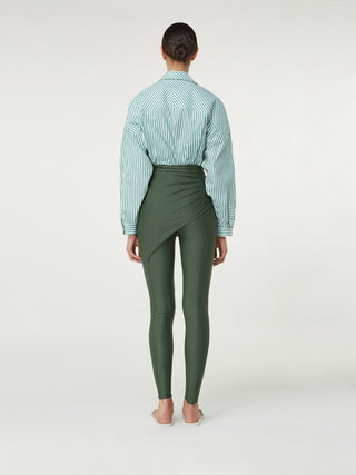 Asymmetric High-Waisted Leggings - Forest Green