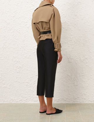 Belted Cropped Trench Jacket