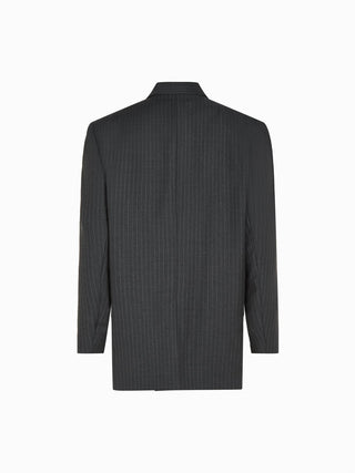 Pinstripe Double-Breasted Belted Blazer