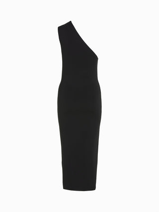 Asymmetric Black Midi Dress