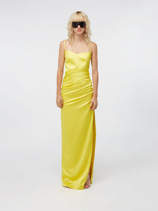 Sunlit Elegance Satin Maxi Dress