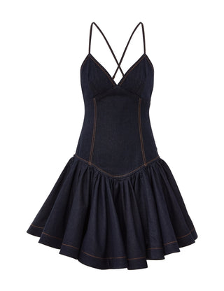 Denim Flare Strappy Dress