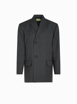 Pinstripe Double-Breasted Belted Blazer