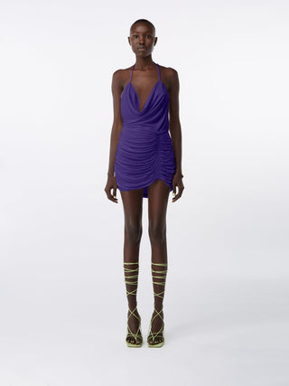 "Éldon & Co London: Amethyst Drape Ruched Mini Dress"