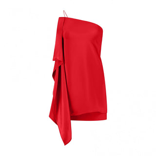 Crimson Elegance Draped Slip Dress