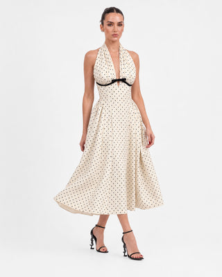 Amélie Ivory Polka Dot Midi Dress