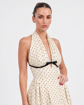 Amélie Ivory Polka Dot Midi Dress