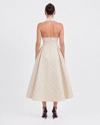 Amélie Ivory Polka Dot Midi Dress