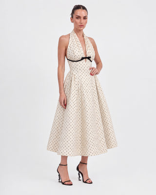 Amélie Ivory Polka Dot Midi Dress