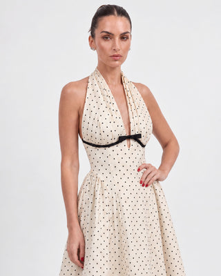 Amélie Ivory Polka Dot Midi Dress