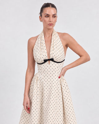Amélie Ivory Polka Dot Midi Dress