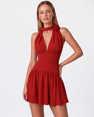 Amorette Kırmızı Drapeli Mini Elbise
