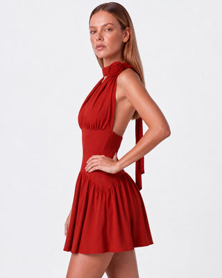 Amorette Kırmızı Drapeli Mini Elbise