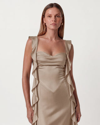 Caroline Beige Maxi Dress