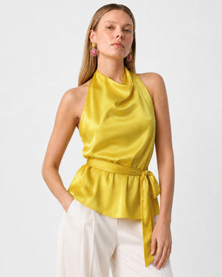 Ember Yellow Satin  Blouse