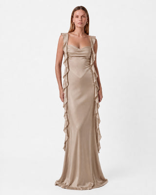 Caroline Beige Maxi Dress