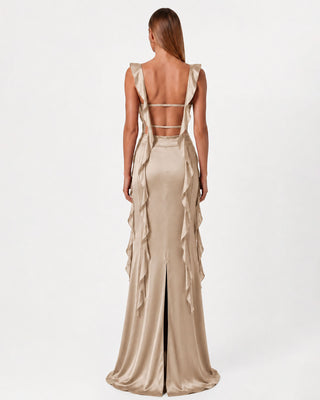 Caroline Beige Maxi Dress