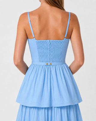 Celina Baby Blue Tiered Midi Dress